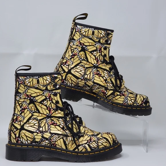 Dr. Martens Women's 1460 8-Eye Boot Butterfly Yellow Boots Shoes Size 8 New - Picture 3 of 9